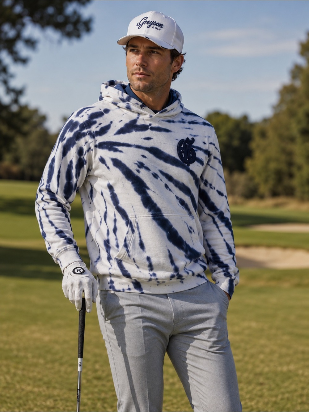 GREYSON Forbidden City Tie Dye Golf Casual Pullover Hoodie Sweatshirt
